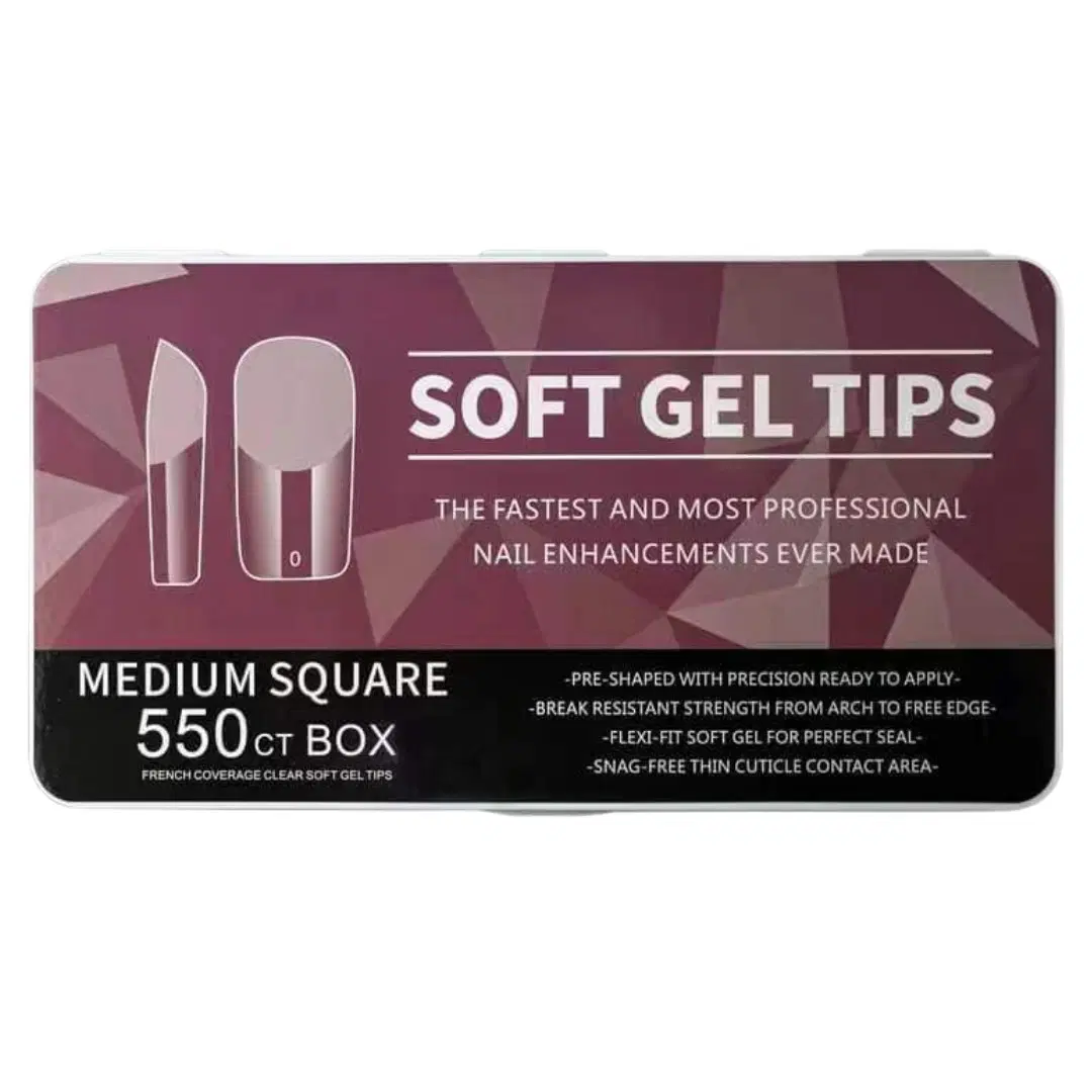 Soft Gel Tips Box Of 550ct – Medium Square Half Matt