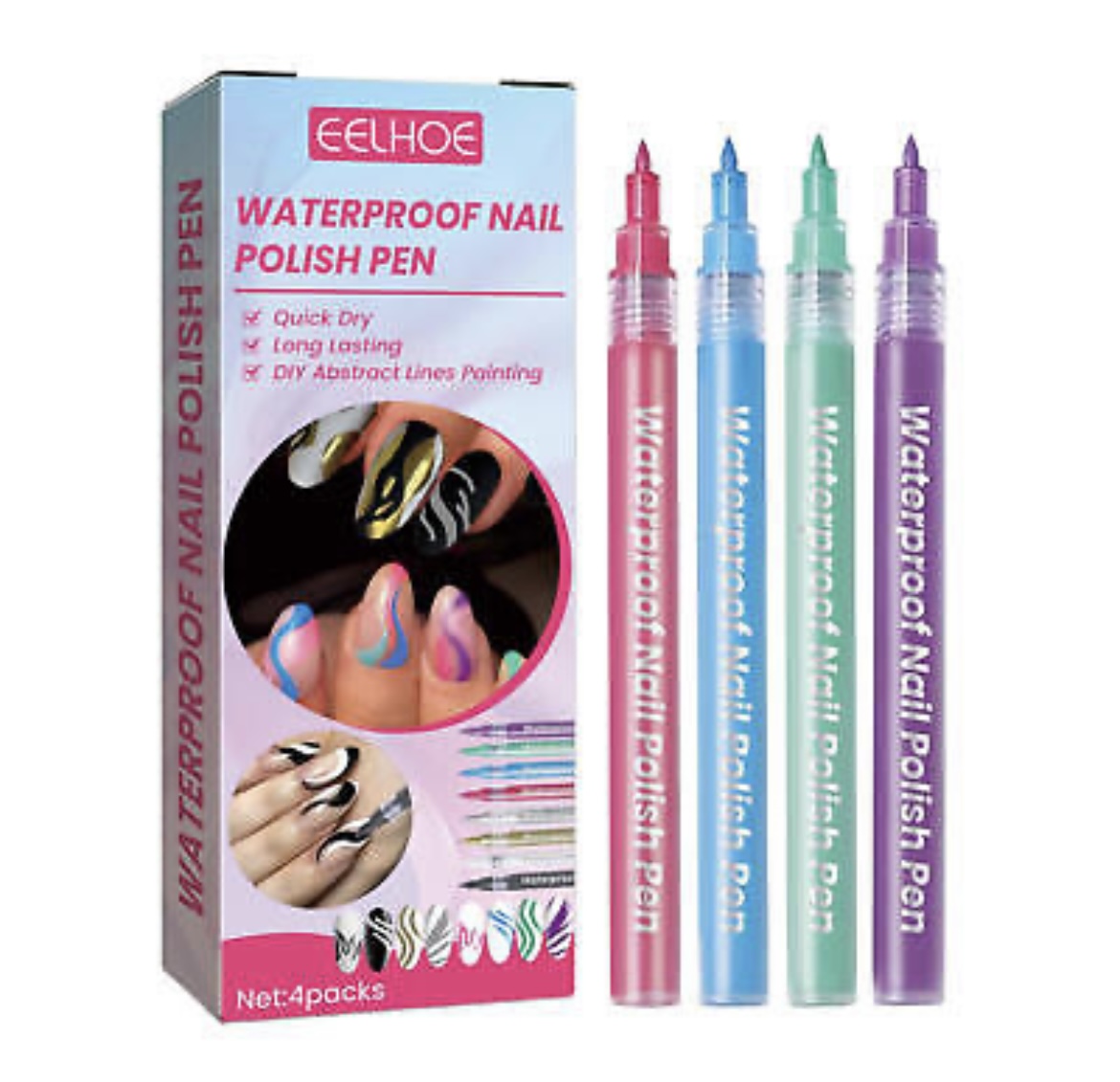 Nail Art Pen Set Of 4 Colorful