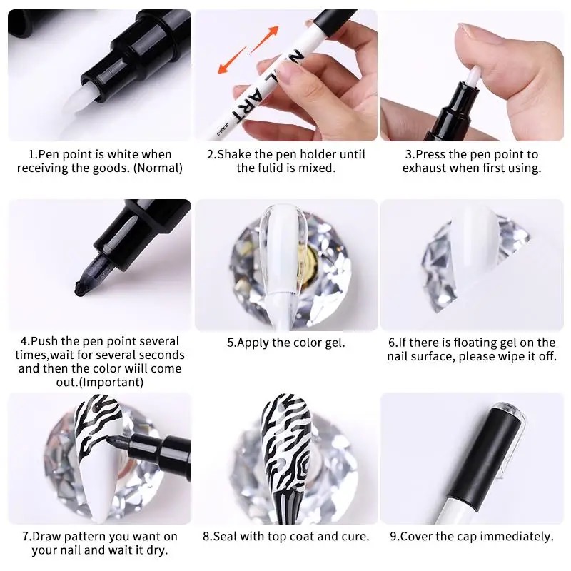 Nail Art Pen Set Of 4 Colorful