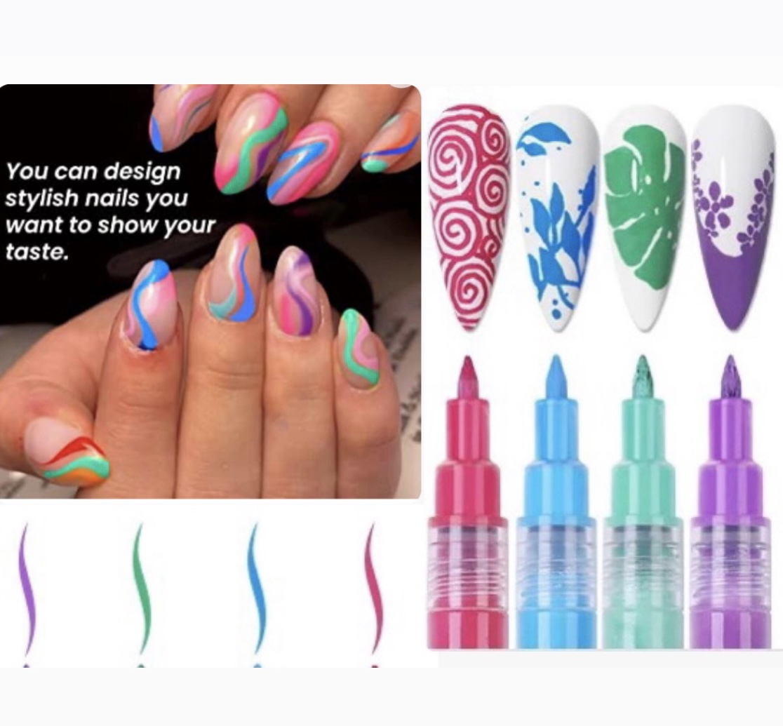 Nail Art Pen Set Of 4 Colorful